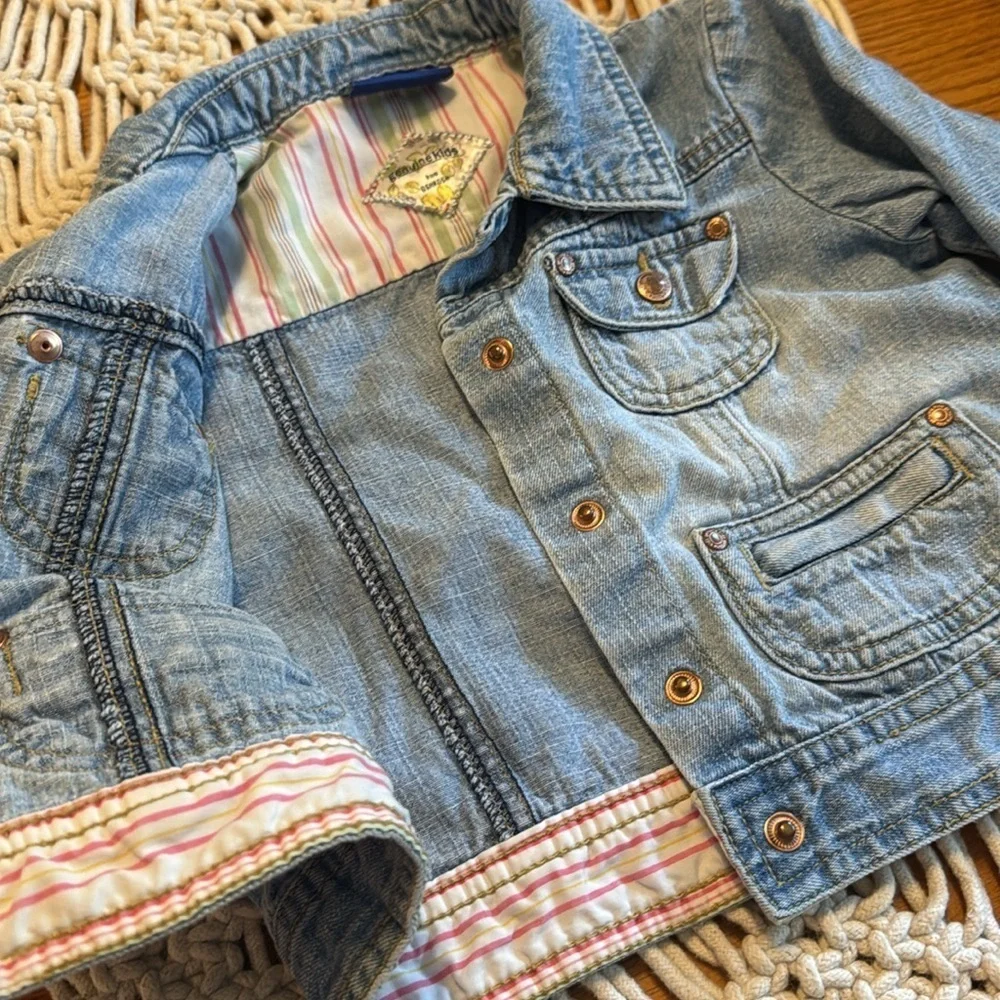 OshKosh B'gosh Genuine Kids denim Jean Jacket with Floral Embroidery size 24 mos